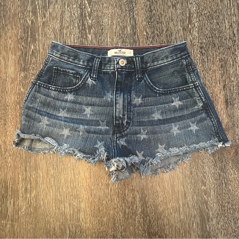 Hollister Star Spangled Denim Cutoff Shorty Shorts Size 1